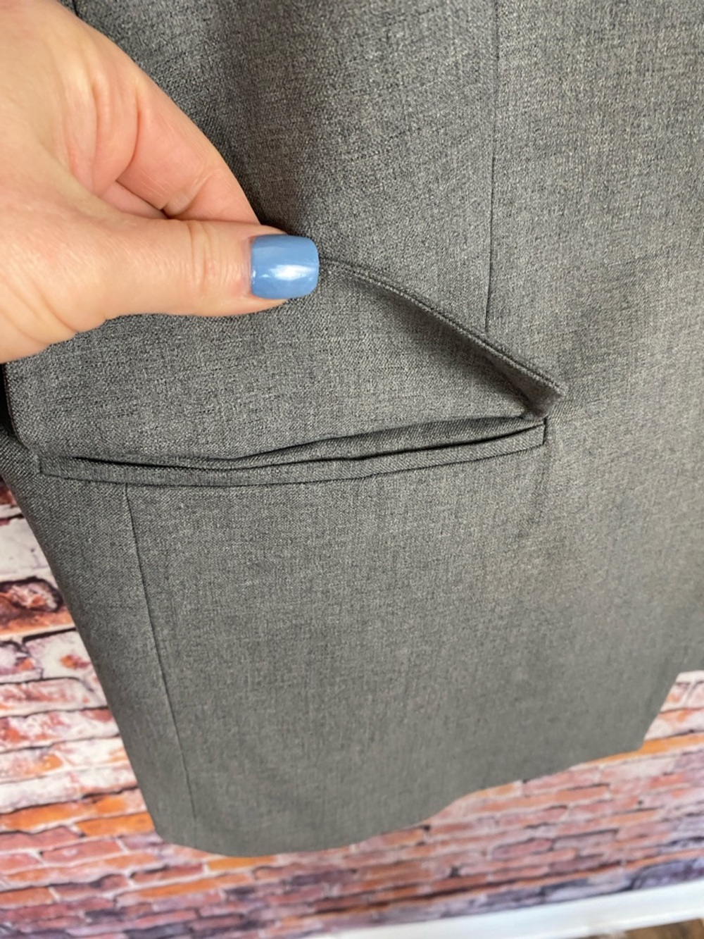 Kaffe Curve IDA Short Sleeve Grey Lightweight Classic Neutral Coat Blazer Sz 14 - Picture 9 of 16